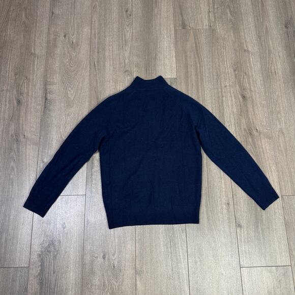 Crewcuts J.Crew Cashmere Half-zip Sweater Boys XL(12-13) Navy Mockneck Soft Knit - Picture 5 of 7